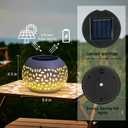 Solar Lanterns Outdoor Table Lights,2 Pack Waterproof Decor,Hollow Out Retro White Metal Patio Lights Gifts for Women Mom Yard Porch Garden Balcony Indoor Tabletop Decorations