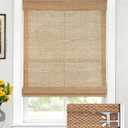 LazBlinds No Drill Bamboo Roman Shades, 23" W x 48" H, Star-Brown
