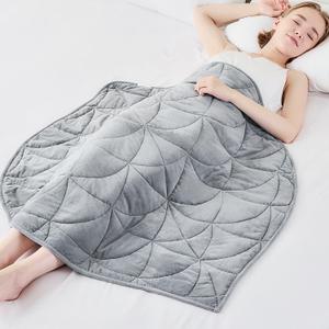 Weighted Lap Blanket 7 lbs for Adults, Luxury Soft Small Weighted Blanket, Compact Portable Weighted Lap Pad for Relaxation, Sleeping, Travel, All-Season Use, Light Grey, 40" x 52"