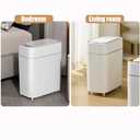 2-Pack - Bathroom Trash Can Automatic Touchless - 2 Gallon Slim Motion Sensor Garbage Can - Waste Basket for Bedroom, Laundry room, Small Spaces - Narrow Automatic Trash Bin - White with Grey Edge
