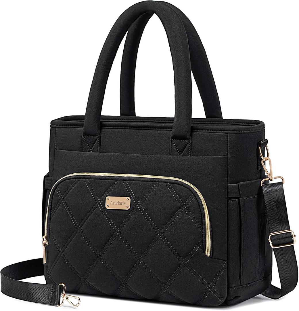 Artelaris Lunch Bag Women, Adult Insulated Lunch Box, Leakproof Lunch Cooler Bag, Reusable Large Lunch Cooler for Work, Picnic, Travel (Black)