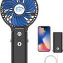 HandFan 5200mAh Portable Handheld Fan Rechargeable with Power Bank-3 Speeds Foldable Personal Cooling, 2-IN-1 Hand Held Fan Battery Operated, 20H Runtime for Travel/Summer/Concerts/Women (Black & Blue)