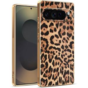Phone Case for Google Pixel 10 Pro XL Silicone Leather Slim Cover Women Men, Aesthetic Luxury for Google Pixel 10 Pro XL Case Full Camera Protection Anti-Scratch Shockproof (Leopard Print)