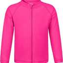 Toddler Boys Swim Shirts Rash Guard Long Sleeve UPF 50+ Sun Protection, 5T, Hot Pink 
