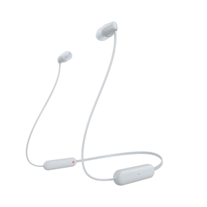 Sony WI-C100 Wireless in-Ear Headphones - Up to 25 Hours of Battery Life - Water Resistant -Built-in mic for Phone Calls - Voice Assistant Compatible - Reliable Bluetooth® Connection - White
