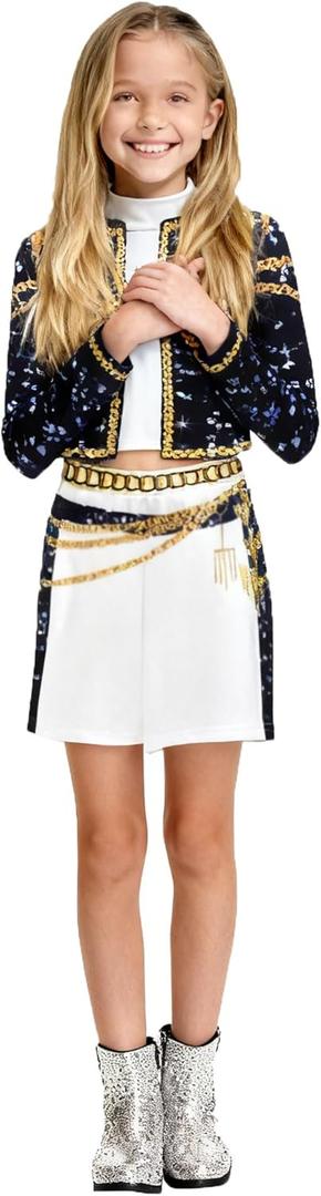 Girls 3PCS Fashion Stage Costume Outfits, 4-12 Years (Golden)