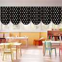 Frienda 6 Pcs Boho Polka Dot Themed Back to School Classroom Decorative Window Curtains 36" x 24" Velvet Curtains Panels for Classroom Library Bedroom Playroom Room Decor, 9.3"W x 11.8"L