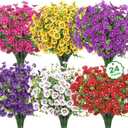 24 Bundles Artificial Flowers for Outdoors Fake Silk Flowers UV Resistant Faux Plants Eucalyptus for Spring Summer Decoration Planters Table Vase Garden Yard Porch Window Home, Multicolor