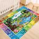 ABC Rug for Kids Room, ABC Baby Mats for Floor Toddlers, Non Silp Alphabet Play Mat Elementary Preschool Kid's Rugs with Animal Illustrations - (78.7X59 Inches) (4'11" x 6'7" (Rectangular), Animal Abc Rug)