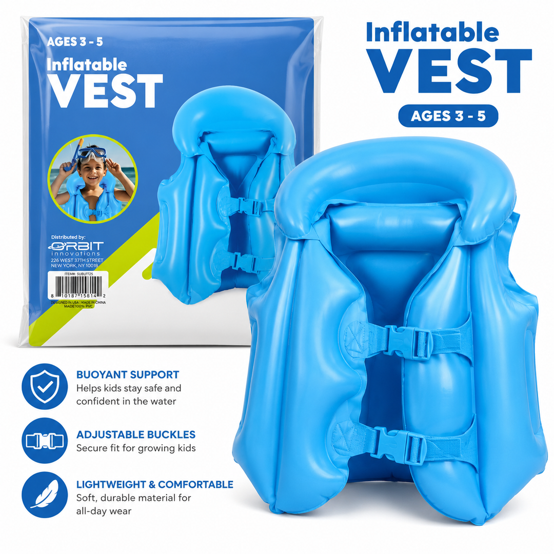 INFLATABLE LIFE VEST, Ages 3-5, 4 Pack