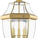 Livex Lighting Lantern 2354-02 Monterey 3 Light Outdoor Polished Brass Finish Solid Brass Post Head with Clear Beveled Glass, 17" x 9" x 11"