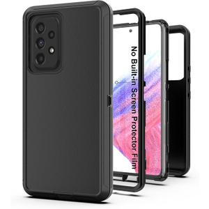 for Galaxy A53 5G Case, Heavy Duty Protective Case with [3 in 1] Rugged Rubber Shockproof Protection Cover for Samsung Galaxy A53(Black)