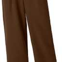 QINSEN Wide Leg Dress Pants for Women High Waisted Wrinkle Free Work Pants with Pockets Casual Slack (Large, Brown)