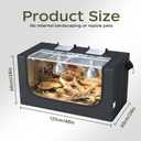 Large Reptile Enclosure Tent, 4 x 2 x 2 ft (48 x 24 x 24 Inch) Habitat with Insulated Cover & Stainless Steel Frame, Dual 4" Accessory Ports for Bearded Dragon, Lizard, Gecko & Chameleon