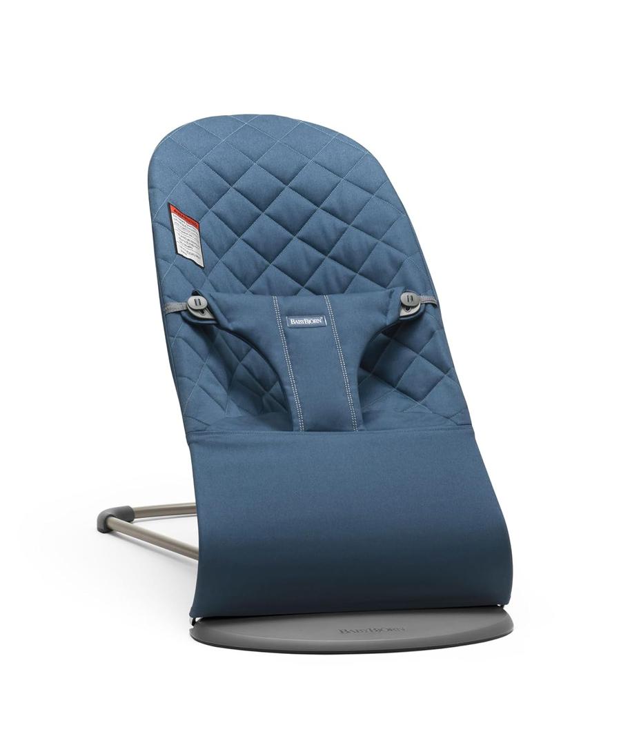BabyBjrn Bouncer Bliss, Midnight Blue, Woven, Classic Quilt | 2-in-1 AdjustableBaby Bouncer Seat and Toddler Chair, Newborn to Toddler (8-29 lbs), 4 Positions, Lightweight & Portable