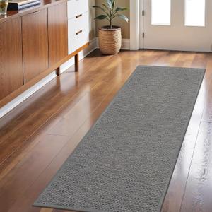 LEKEEPGO Long Door Mat 24"x59", Non Slip Door Mat Indoor Entrance, Rubber Backing Front Indoor Door mats Washable Absorbent Low-Profile Entryway Entry Resist Dirt Inside Hallway Door Mats, Light Grey