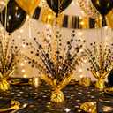 5 Pack Metallic Foil Spray Centerpiece Stars for Wedding, Birthday, Anniversary, Christmas Table Decor, Holiday Festival Baby Shower Graduation Mantle Party Decorations (Gold&Black)