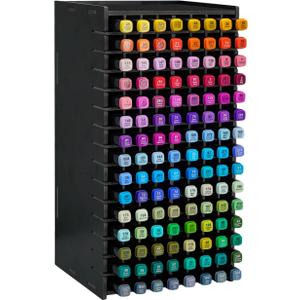 SANFURNEY Art Marker Storage Rack for 120 Markers, Watercolour Brushes Pens Color Pencils Organizer Holder for Desk, Black