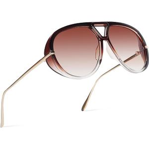 2 x Rtuerfik Oversized Aviator Sunglasses Retro Vintage Shades for Women Men Trendy Big Round Shield Sun Glasses