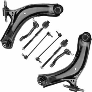 8pc Front Lower Control Arms Assembly Suspension Kit Fit for 2008-2013 Nissan Rogue 2014-2015 Rogue Select with Sway Bars Inner Outer Tie Rods End (8pcs Front Lower Suspension Kit)
