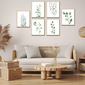 WINDVALE Green Plant Wall Decor Art Prints, 8"x10" Botanical Posters, Indoor Plant Wall Art for Teen Girls Room, Dorm, or Apartment, Nature-Inspired Aesthetic Decor, Set of 6 Unframed