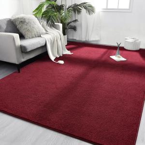 FlyDOIT Area Rugs for Bedroom Living Room, 5x8 Rose Red Super Soft Comfy Thickened Memory-Foam Indoor Carpets, Modern Aesthetic Minimalist Carpet for Boys Girls Adults Apartment Nursery Home Dcor
