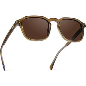 WMP Eyewear - Men's Polarized Square Sunglasses, Wide Fit: Modern Retro Style with Unique Color Combos (Crystal Verde / Dark Brown Lens)