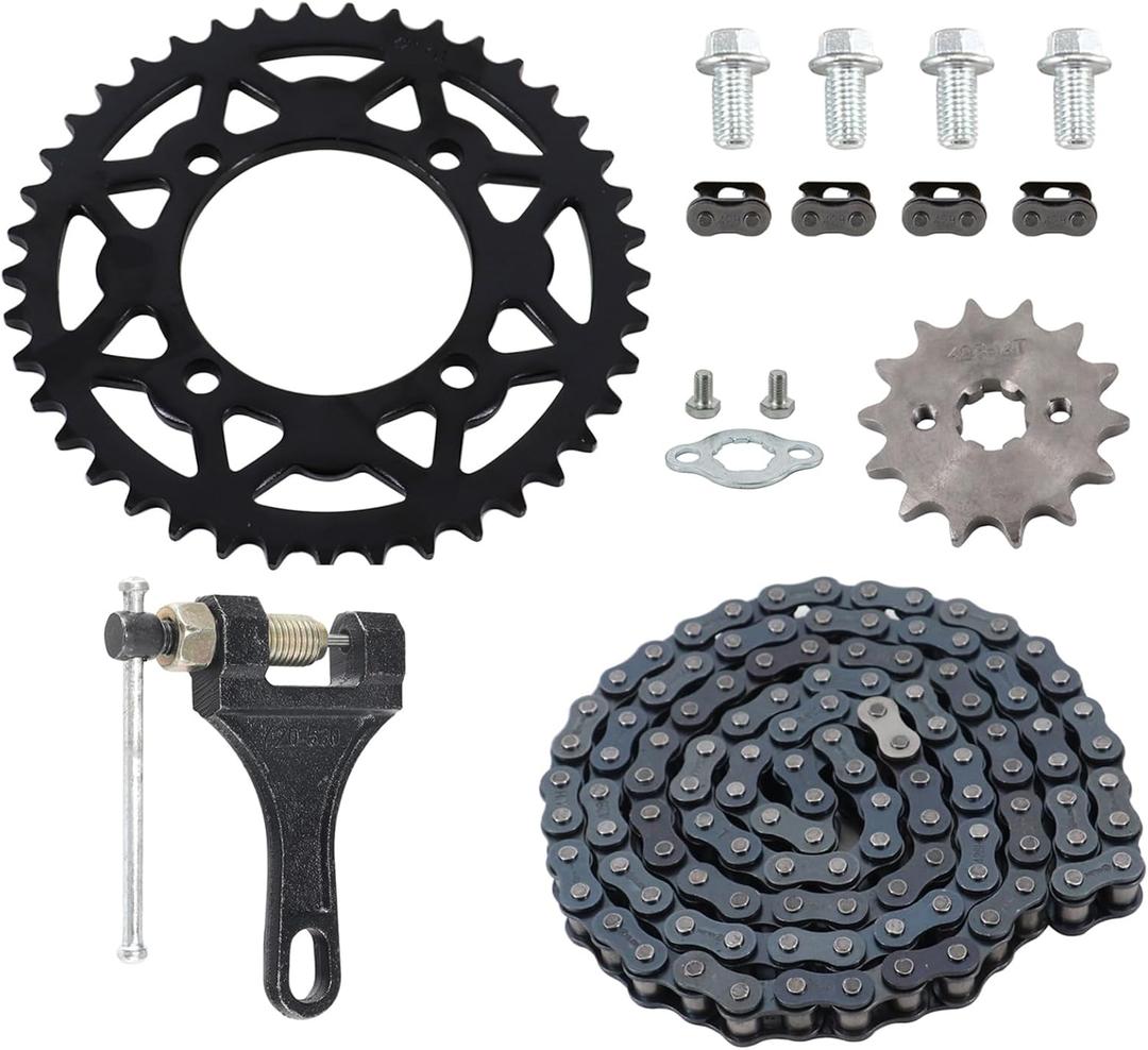 428 Chain Set,428 76mm 41 Tooth Rear Sprocket Front 14 Toothe 17mm for Chinese 50cc 70cc 90cc 110cc 125cc Pit Dirt Trail Quad Motor Bike ATV Motorcycle Parts