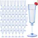 48 Pack Plastic Champagne Glasses Blue Unbreakable Ribbed Champagne Flutes Detachable 5.5 Oz Disposable Stemware Glasses Wine Toasting Cups for Wedding Bridal Shower Gifts Bridal Shower Housewarming