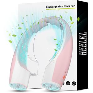 AI Neck Fan, 4 Speeds Adjustable Portable Personal Fan Rechargeable, 4000 mAh Battery Faster Cooling Wearable Fan, Ultra Quiet for Home, Office, Travel, Outdoor - PInk