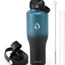 40 oz Insulated Water Bottle with Straw fit in Car Cup Holder, Triple Wall Vacuum Stainless Steel(Cold 48 hrs, Hot 24 hrs), Leakproof & Non-BPA, Hydro Travel Flask with Straw and Spout Lid