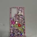 for Samsung Galaxy S24 Ultra Bling Diamond Case with Strap, 3D Luxury Sparkle Glitter Crystal Rhinestone Butterfly Rose Flower Diamond Wristband Bracelet Case Cover for Girls Women