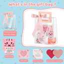 SEAPANHE Positive Crochet Cat Gift Set with Pendant Necklace, Heart Bookmarks & Encouragement Card  Portable Emotional Support Plush, Stress Relief Mini Toy for Women, Teens & Cat Lovers