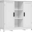 Iwell Storage Cabinet with 2 Doors and 4 Storage Shelves, Credenza Buffet Cabinet, Bathroom Cabinet for Living Room, Entryway, Home Office, White, 11.8"D x 35.4"W x 31.7"H
