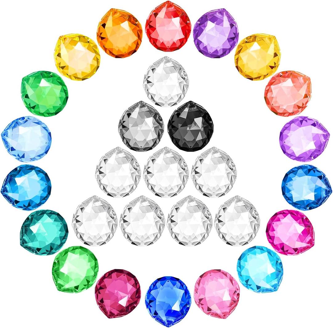 60 Pack Suncatcher Crystals Ball 20 mm Crystal Prism Clear Window Rainbow Hanging Suncatchers for Wedding, Feng Shui, Gift, Christmas Tree Decoration(Multicolor)