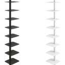 9-Tier Metal Spine Bookshelf - Vertical Tower for Booksfor Small Spaces, Multipurpose Corner Bookshelf, Tall & Narrow Ladder Bookcase, Ideal Book Display for Home or Office (Black)