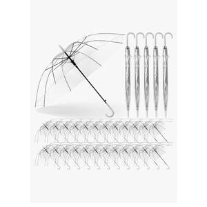Reginary 30 Pieces Wedding Umbrellas Bulk Auto Open Stick Umbrellas with White European J Hook Handle Windproof Large Canopy Umbrella for Outdoor Wedding Bride Groom Photography Golf