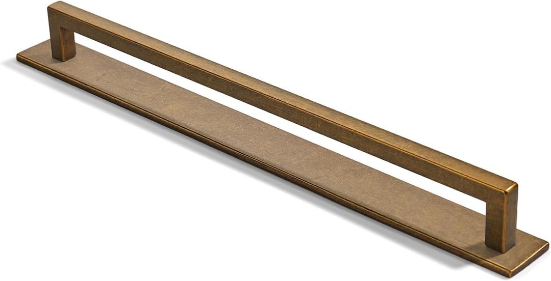 khtumeware 5 Pack 12 inch Hole Center Antique Brass Cabinet Pull with Backplate Solid Heavy-Duty Handles with Base Plate Cabinet Hardware Drawer Pulls Kitchen Cabinet