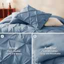 CozyLux Full Size Comforter Sets Grayish Blue, 7 Pieces Pintuck Bed in A Bag Blue Comforter Full Size, Pinch Pleat Bedding Sets with All Season Comforter, Sheets, Pillowcases & Shams