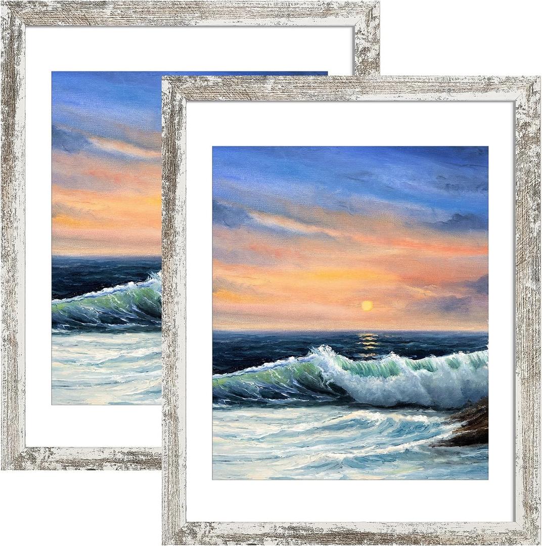 LUCKYLIFE 18x24 Frame in Distressed White, Gallery Frame for Wall Mounting, 2 Pack