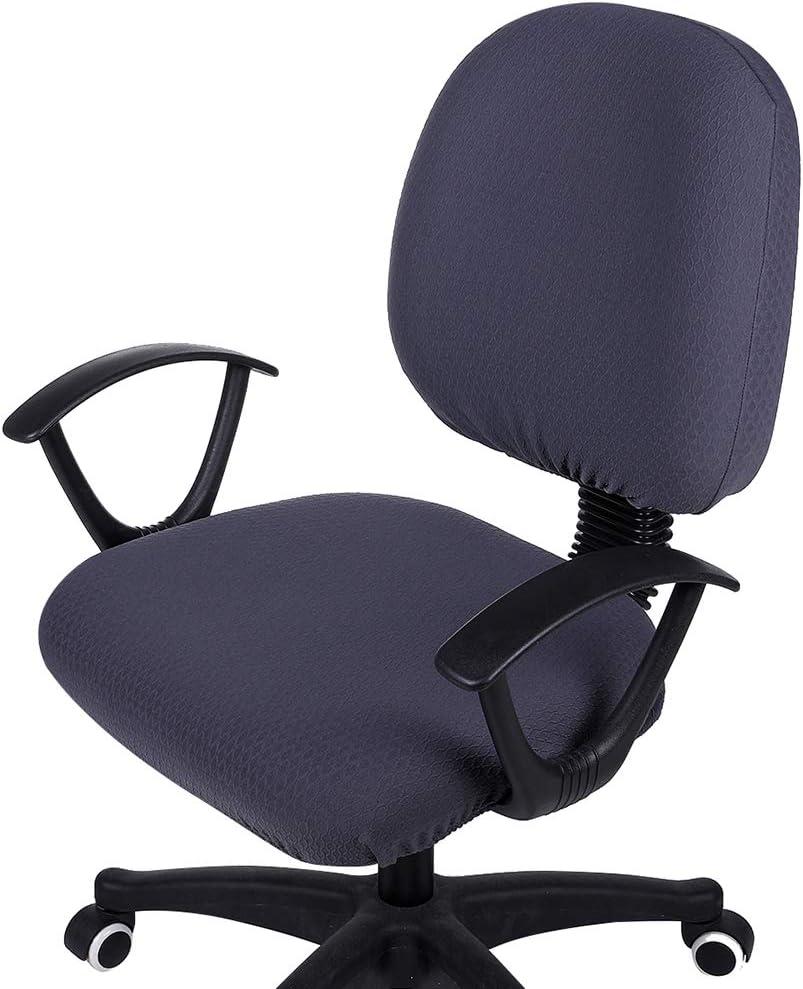 Smiry Stretch Jacquard Office Computer Chair Covers, Removable Washable Universal Desk Rotating Chair Slipcovers Protector, Seat + Backrest Cover, Dark Grey