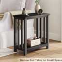 ChooChoo Black End Table for Small Spaces, Narrow Side Table, Night Stand with Storage Shelf for Living Room and Bedroom, 11.81 x 23.62 x 23.62 inches