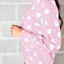 Valphsio Womens Valentines Tshirt Long Sleeve Heart Prints Blouse Crew Neck Sweatshirt (Medium, White)