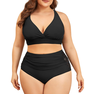 American Trends Womens Plus Size Bikini Two Piece Swimsuits Tummy Control Bathing Suits High Waisted Bikini Swimwear, 3XL