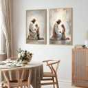 Jesus with Girl Wall Art Religious Wall Decor Christian Canvas Wall Art for Living Room Pictures of Jesus Children Painting Biblical Prayer Room Decor Christian Art Prints 16x24 Inch Unframed