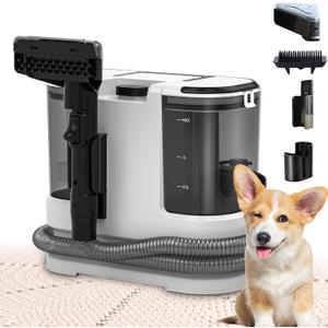 Portable Carpet & Upholstery Cleaner, Deep Cleaning for Rugs, Couch, Curtain, Car Interiors Stains, Pet & Family Friendly, 800W high-performance motor 21Kpa 120V (White)