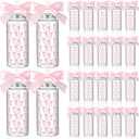 24 Pcs Pink Bow Plastic Cups Coquette Bow Aesthetic Cup with Lids and Straws 14 oz Reusable Cute Bow Plastic Tumbler with Ribbon Bow for Women Birthday Bridal Shower Wedding Party Supplies