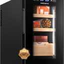 NEEDONE Cigar Humidor 23L Pro, Smart Humidity & Temp Quiet Control System 2.0, Thermostatic Electric Cabinet for 150 Counts with Digital Hygrometer, Spanish Cedar Wood, Gifts for Men