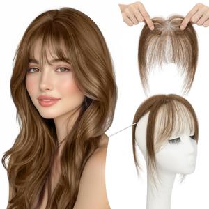 Wispy Bangs Hair Clip Human Hair, Human Hair Clip in Bangs, Wispy HairPieces, No Tangle & Smooth, 11g #04 Medium Brown