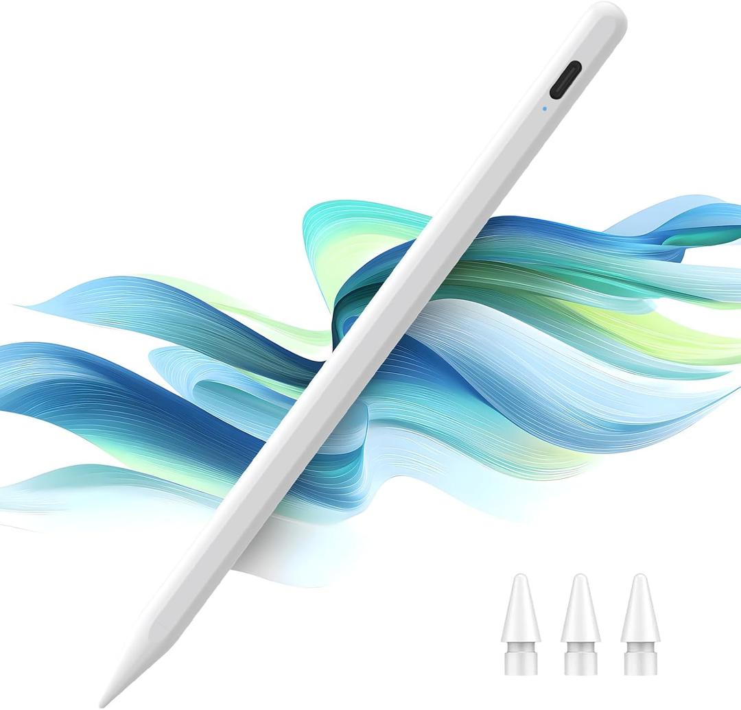Stylus Pen for iPad 9th&11th Generation - 5X Fast Charge Digital Pen - Compatible with 2018-2025 Apple iPad Pro 11"/12.9"/M4, iPad mini 5-6 Gen, iPad Air 3/4/5/M2/M3-White